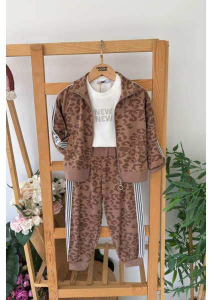 Oysho Leopar Fermuarlı Kız Çocuk 2 li takım - Kahve