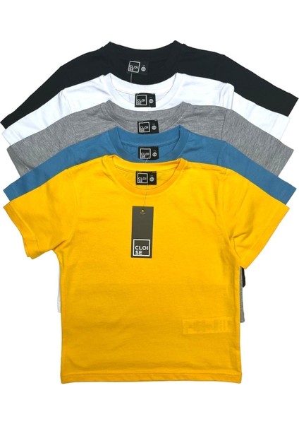 Çocuk Basic T-Shirt Kız Erkek Unisex %100 Pamuk | 5'li Paket |