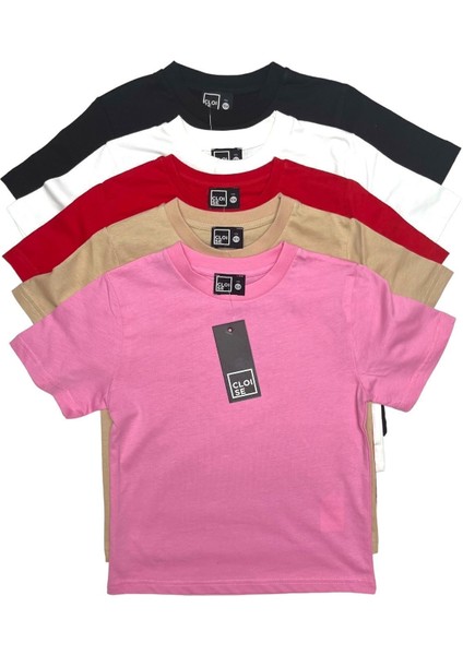 Çocuk Basic T-Shirt Kız Erkek Unisex %100 Pamuk | 5'li Paket |