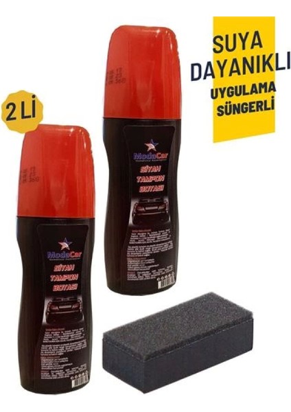 Modacar Suya Dayanıklı Siyah Tampon Boyası Uygulama Süngerli