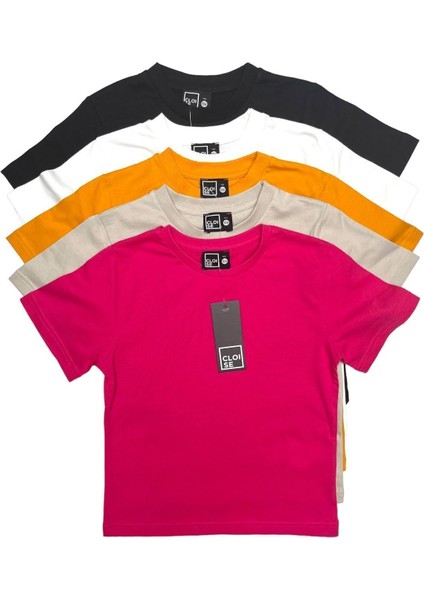 Çocuk Basic T-Shirt Kız Erkek Unisex %100 Pamuk | 5'li Paket |