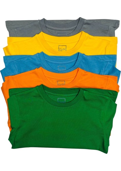 Çocuk Basic T-Shirt Kız Erkek Unisex %100 Pamuk | 5'li Paket | modelleri