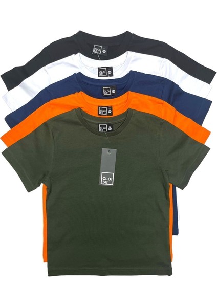 Çocuk Basic T-Shirt Kız Erkek Unisex %100 Pamuk | 5'li Paket |