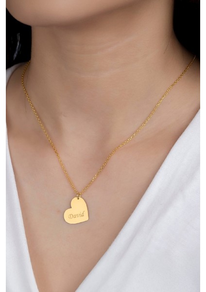 Altın Kaplama İsimli Kalp Plaka Gümüş Bayan Kolye fiyatları
