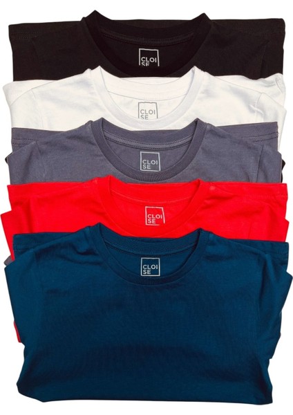 Çocuk Basic T-Shirt Kız Erkek Unisex %100 Pamuk | 5'li Paket | modelleri