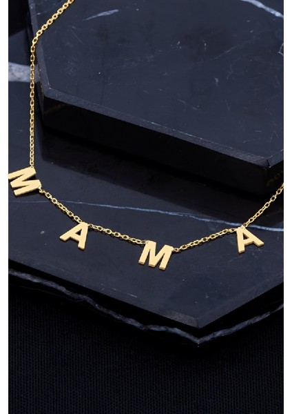 Altın Kaplama Plaka İsimli Gümüş Bayan Kolye