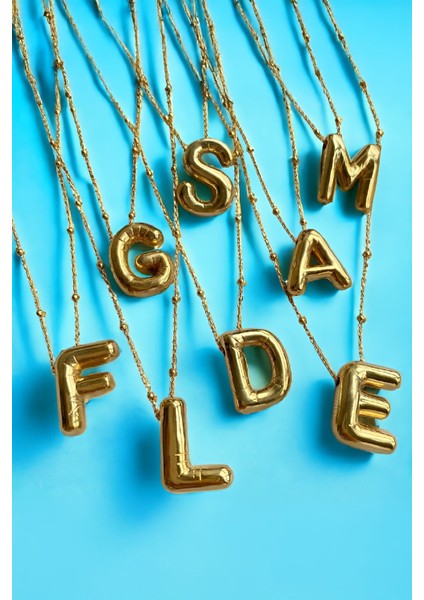 Altın Kaplama 925 Ayar Gümüş Harf Bayan Balon Kolye