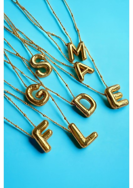 Altın Kaplama 925 Ayar Gümüş Harf Bayan Balon Kolye fiyatları