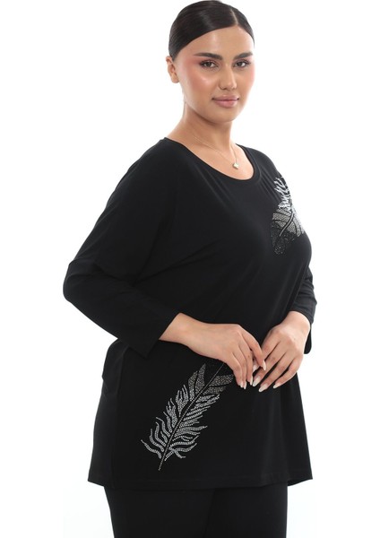 Yaprak Desenli Çeyrek Kol Viskon fırsatları