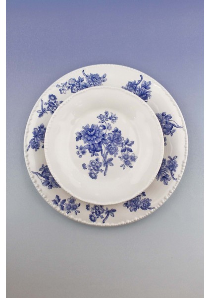 Inci Serisi Blue Blanc 5 Parça Porselen Pasta Takımı