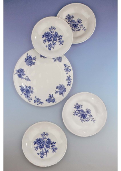 Inci Serisi Blue Blanc 5 Parça Porselen Pasta Takımı fiyatları