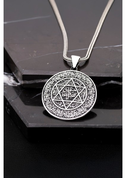 Gümüş Mührü Süleyman Erkek Kolye