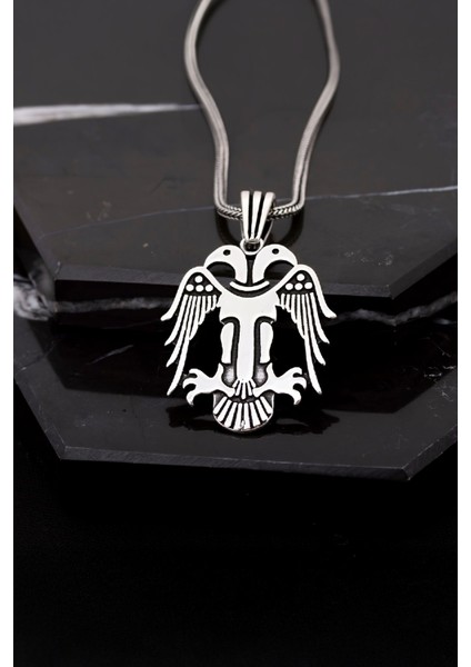 Gümüş Çift Başlı Selçuklu Kartalı Erkek Kolye