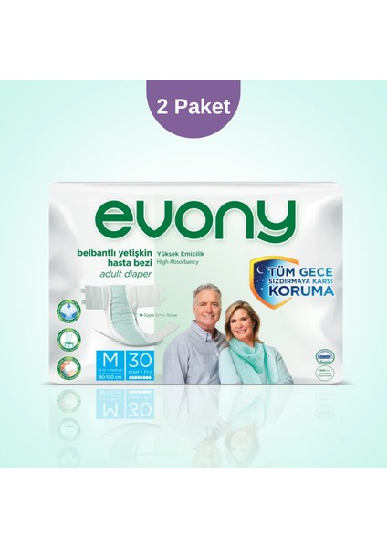 Belbantlı Hasta Bezi M Beden – 2 Paket (Toplam 60 Adet)