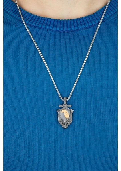 Özel Tasarım Vintage Kılıç Motifli Kartal Gümüş Erkek Kolye fiyatları