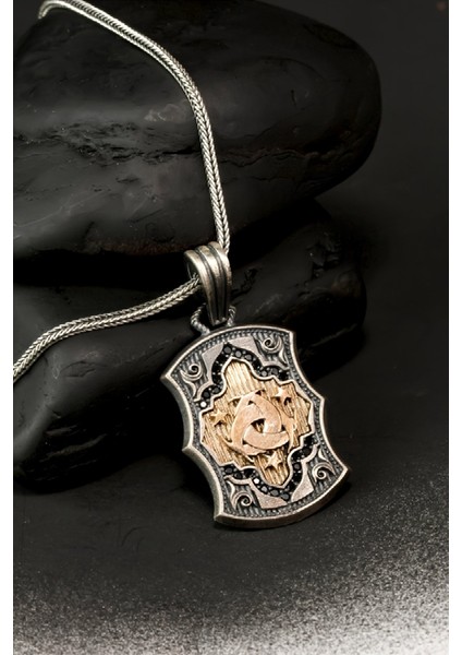 Özel Tasarım Vintage Teşkilat-I Mahsusa Gümüş Erkek Kolye