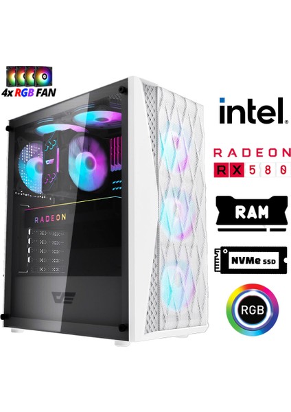 XSR1208 I5 12400F 16GB Ram 512GB M.2 Nvme SSD 8gb RX580 256BIT Masaüstü Oyuncu Bilgisayarı