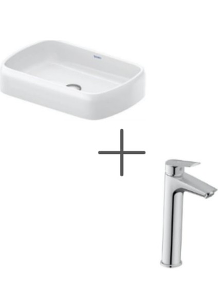 Qatego Stretch 60 cm Çanak Lavabo ve No.1 Lavabo Bataryası Large