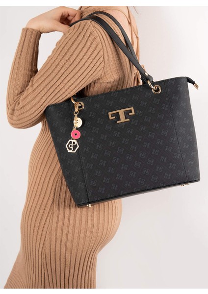 Kadın Omuz Çantası 1176-46280 Sılver Polo Bayan Çantası M178 Siyah-Mat Siyah