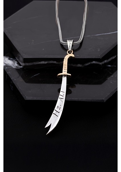 Gümüş Ya Ali Yazılı Zülfikar Kılıcı Erkek Kolye fiyatları