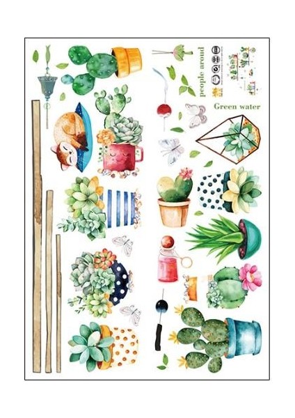Bitki Tasarım Duvar Sticker Bitki Saksı Desen Duvar Çıkartması Duvar Dekorasyonu indirimleri