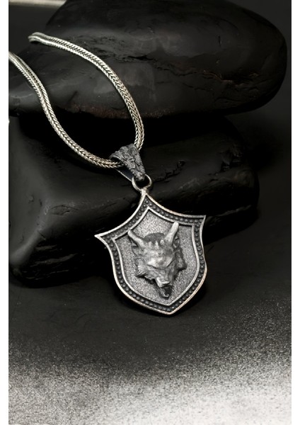 Özel Tasarım Vintage Karartmalı Witcher Gümüş Erkek Kolye