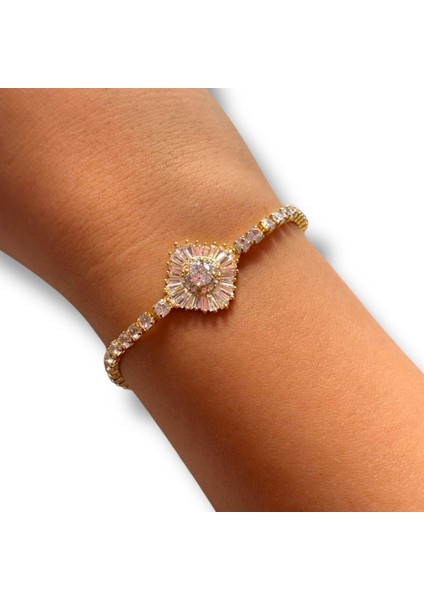 Kare Full Taşlı Su Yolu Klipsli Çelik Bileklik fiyatları