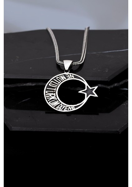 Gümüş Ne Mutlu Türküm Diyene Ayyıldız Erkek Kolye