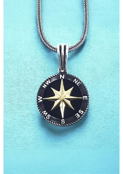 Özel Tasarım Oksitli Gümüş Pusula Erkek Kolye fiyatları