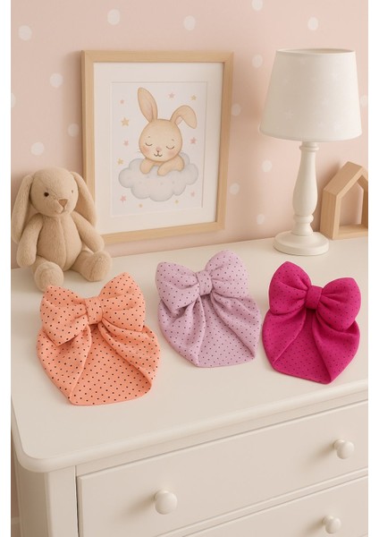 Fiyonklu Renkli Bebek Bone 3'lü Set- Pudra/mor/fuşya fiyatları