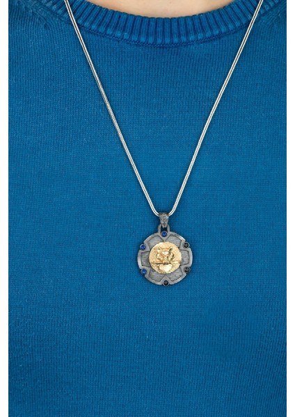 Özel Tasarım Zirkon Taşlı Bıçaklı Kurt Gümüş Erkek Kolye fiyatları