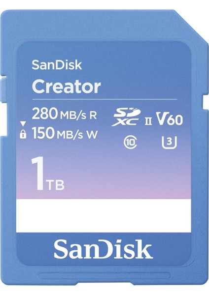 Creator Sdxc Uhs-Iı 1 Tb Bellek Kartı, V60, 6k ve 4K Uhd, Okuma Hızı, 280 Mb/s'ye Kadar, Su ve Toza Dayanıklı, Rescuepro Deluxe, Class 10, U3, V60