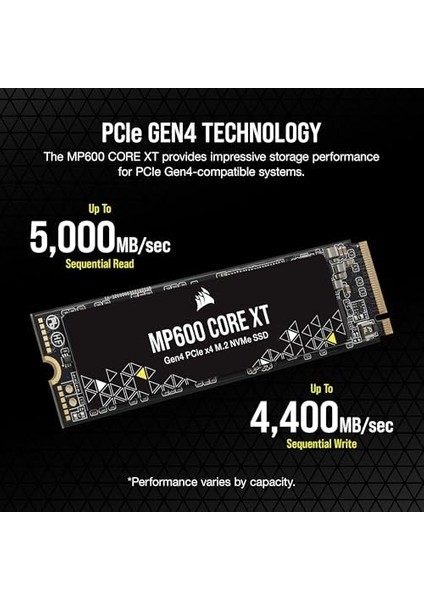MP600 Core Xt 2tb M.2 Pcıe Gen4 Nvme SSD - 5900 Mb/s'ye Kadar - Qlc Nand - M.2 2280 - Pcıe 4.0 Dizüstü Bilgisayarlar ve Masaüstü Bilgisayarlar Için - Siyah fiyatları