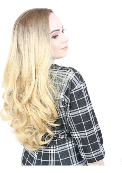 Yoğun Dalgalı Fiber Sentetik Uzun Perçemsiz Peruk - Kumral -Sarı Ombreli fiyatları