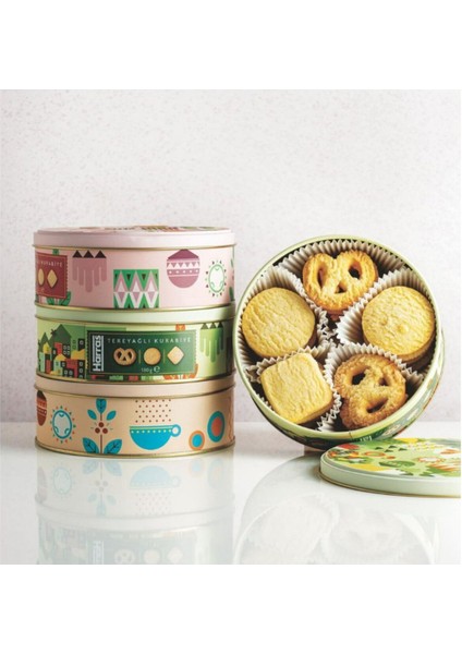 Tereyağlı Kurabiye Teneke Kutu 225 gr (2 Kutu 450gr) modelleri