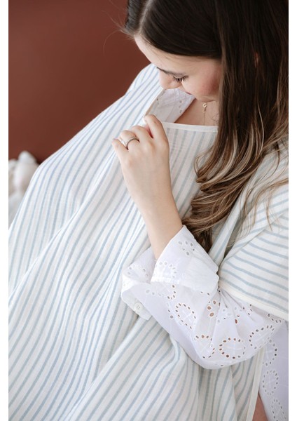 Müslin Emzirme ve Puset Örtüsü | Line Series - Blue fırsatları