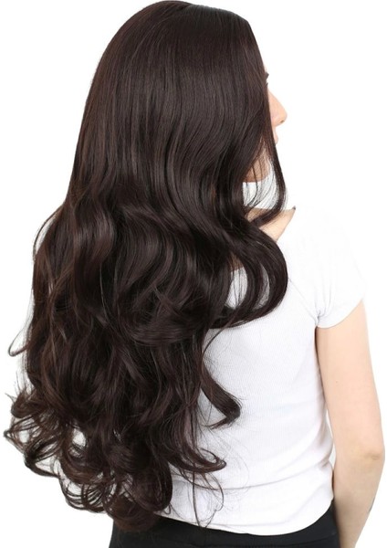Yoğun Dalgalı Fiber Sentetik Uzun Perçemsiz Peruk-Koyu Kahve fiyatları