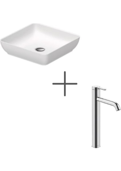 Sivida Çanak Lavabo 40 cm Mat Beyaz ve C.1 Lavabo Bataryası Xl