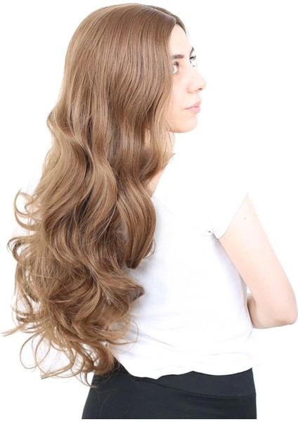 Yoğun Dalgalı Fiber Sentetik Uzun Perçemsiz Peruk - Kumral fiyatları