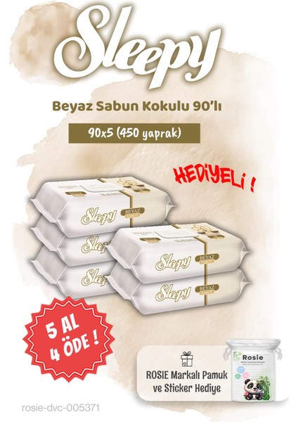 5 Al 4 Öde Sleepy Beyaz Sabun Kokulu Islak Havlu 90'lı ve Rosie