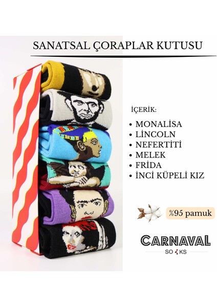 6'lı Sanatsal Portre Çoraplar Kutusu