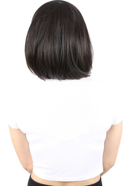 Fiber Sentetik Peruk Perçemsiz Kısa Düz - Kahverengi fırsatları