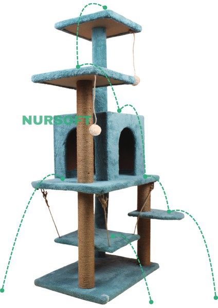 Y01 Salıncaklı Yuvalı Lüx Kedi Tırmalama Oyun Evi fırsatları