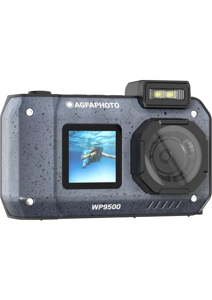 Realishot WP9500 - Su Geçirmez Dijital Kamera, 7 M Su Geçirmez, 24 Mp, Zoom 18X, 4K Video, 2,9 Inç / 1,4 Inç Çift Ekran - Siyah