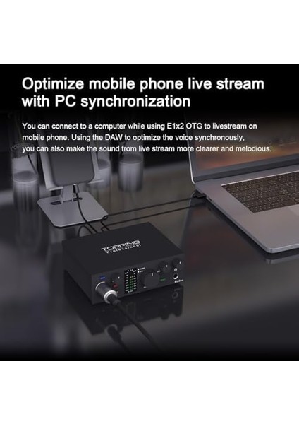 Professional E1X2 Otg | Black Yüksek Kalite Usb-C Ses Kartı: 1-Giriş/2-Çıkış 24BIT/192KHZ, 8...600OHM Arası Kulaklıklara Kadar Kullanılabilir. (Pc/mac/ios/android) fiyatları
