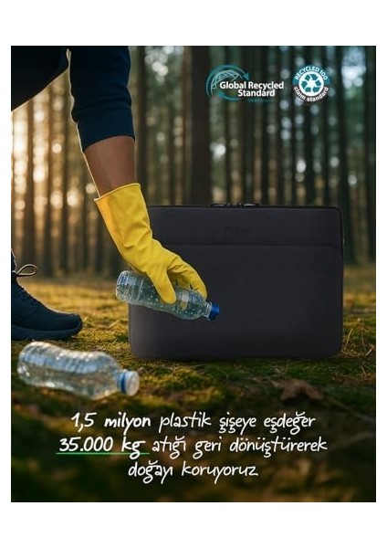 MCE-1504 14.1" Nova Eco Çevre Dostu 13-14 Inç Yeni MacBook Pro Için Kılıf, Aksesuar Bölmeli Laptop Kılıfı, Ykk Fermuarlı Notebook & Tablet Kılıfı, Antrasit modelleri