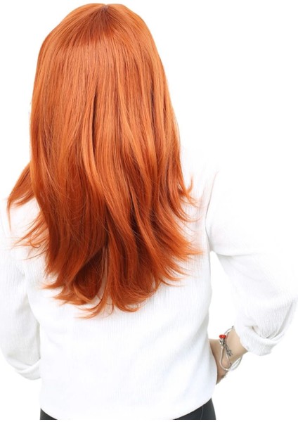 Kahkülsüz Fiber Sentetik Orta Boy Düz Peruk - Bakır fırsatları