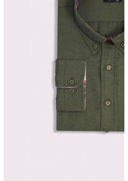 Erkek Big Size Büyük Beden Uzun Kollu Pamuklu Oxford Doku Tek Cepli Yeşil Düğmeli Yaka Gömlek fırsatları