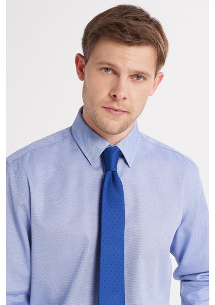 Regular Fit Saks Mavi Non-Iron %100 Pamuk Doğa Dostu Ekoteks Belgeli Ütü Gerektirmez Gömlek fiyatları