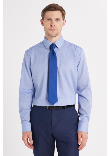 Regular Fit Saks Mavi Non-Iron %100 Pamuk Doğa Dostu Ekoteks Belgeli Ütü Gerektirmez Gömlek fırsatları